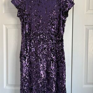 Le Chateau Shimmering Purple Sequin Mini Dress